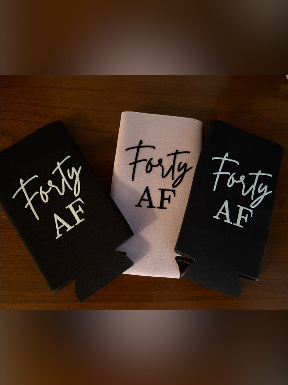 Forty AF Slim Can Cooler Koozie - Black & Light Pink Set of 3